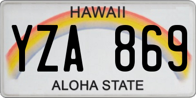 HI license plate YZA869