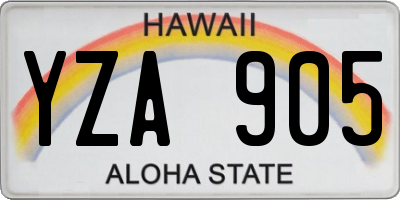 HI license plate YZA905