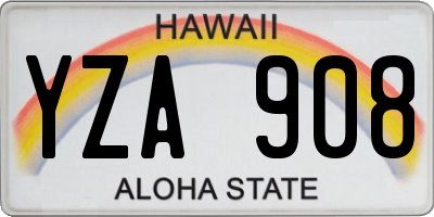 HI license plate YZA908