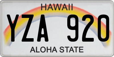 HI license plate YZA920