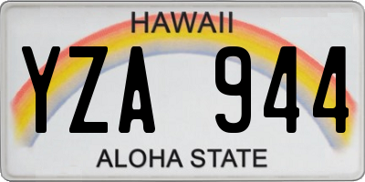 HI license plate YZA944