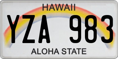 HI license plate YZA983