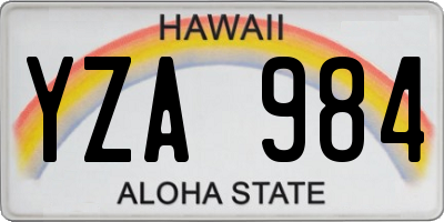HI license plate YZA984