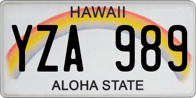 HI license plate YZA989