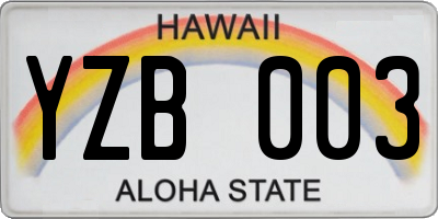 HI license plate YZB003