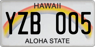 HI license plate YZB005
