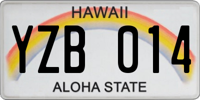 HI license plate YZB014