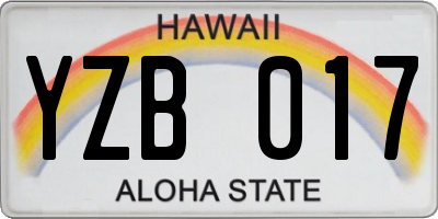 HI license plate YZB017