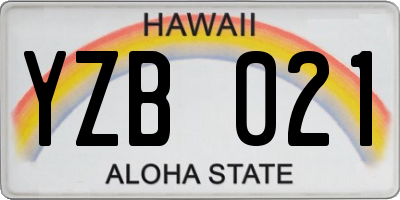 HI license plate YZB021