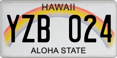 HI license plate YZB024