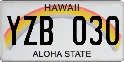HI license plate YZB030