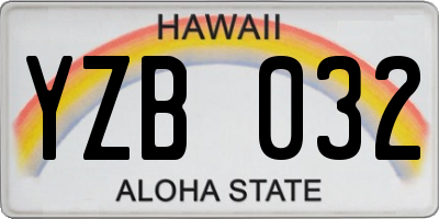 HI license plate YZB032