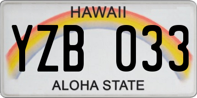 HI license plate YZB033