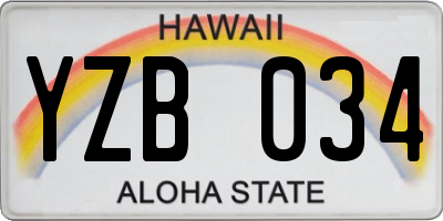 HI license plate YZB034