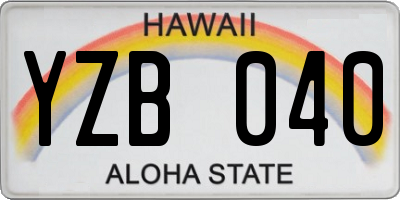 HI license plate YZB040