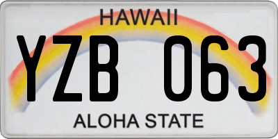 HI license plate YZB063