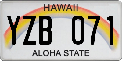 HI license plate YZB071