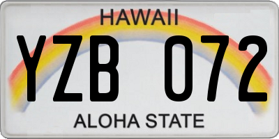 HI license plate YZB072