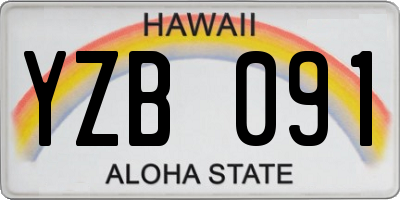 HI license plate YZB091