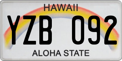 HI license plate YZB092