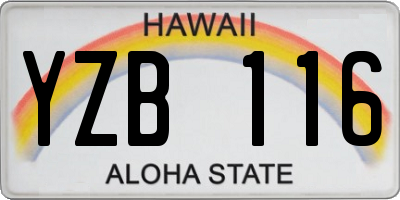 HI license plate YZB116