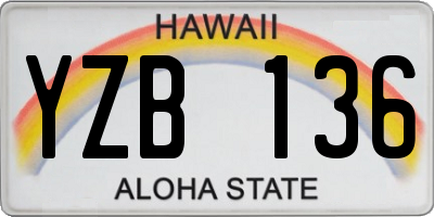 HI license plate YZB136