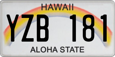 HI license plate YZB181