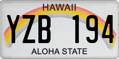 HI license plate YZB194
