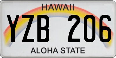 HI license plate YZB206