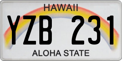 HI license plate YZB231