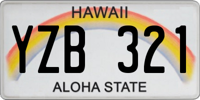 HI license plate YZB321
