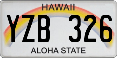 HI license plate YZB326