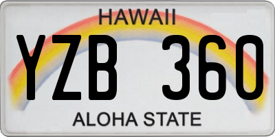 HI license plate YZB360