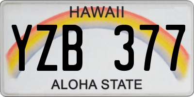 HI license plate YZB377