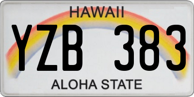 HI license plate YZB383