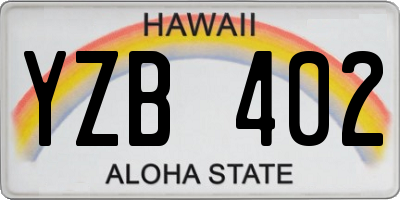 HI license plate YZB402