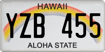 HI license plate YZB455