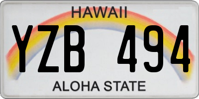 HI license plate YZB494