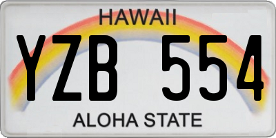 HI license plate YZB554