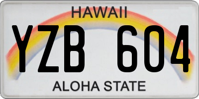 HI license plate YZB604