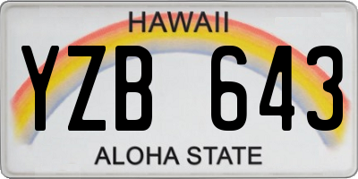 HI license plate YZB643