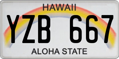 HI license plate YZB667