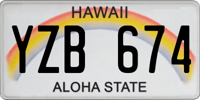 HI license plate YZB674