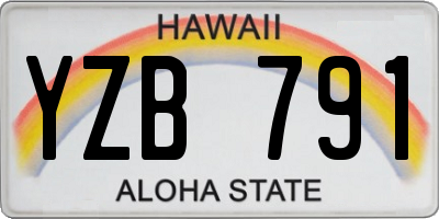 HI license plate YZB791