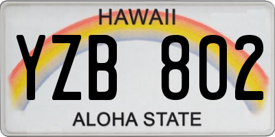 HI license plate YZB802