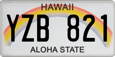 HI license plate YZB821