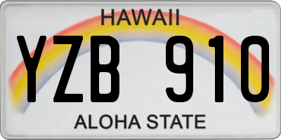 HI license plate YZB910