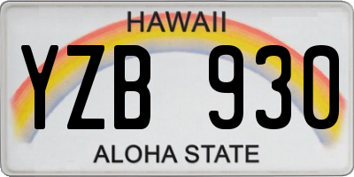 HI license plate YZB930