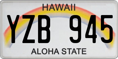 HI license plate YZB945