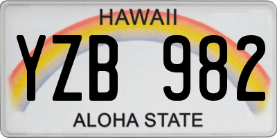 HI license plate YZB982